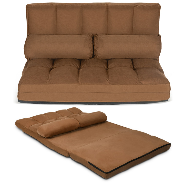 6-Position Foldable Floor Sofa Bed with Detachable Cloth Cover-BrownCostway Gallery View 8 of 9