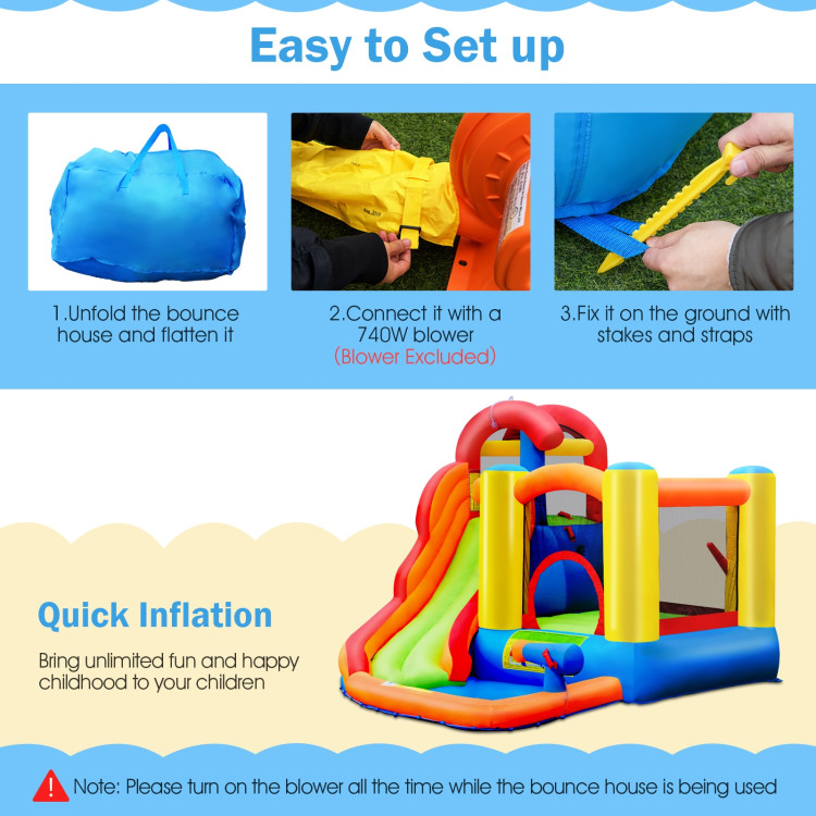 Inflatable Water Slide Bounce House with Pool and Cannon Without BlowerCostway Gallery View 8 of 10