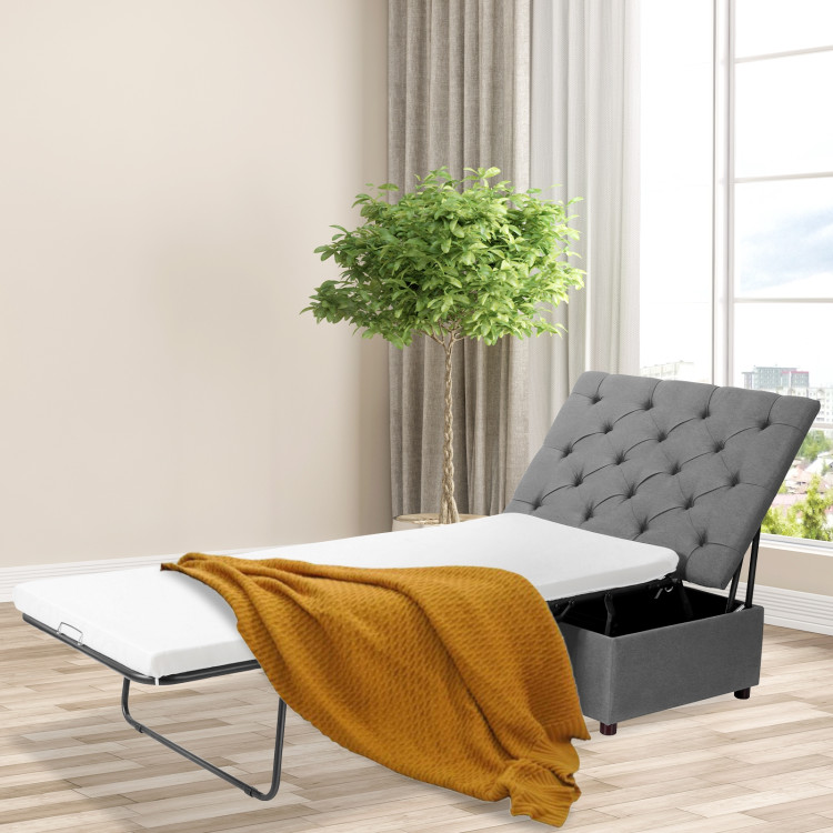 Folding Ottoman Sleeper Bed with Mattress for Guest Bed and Office
