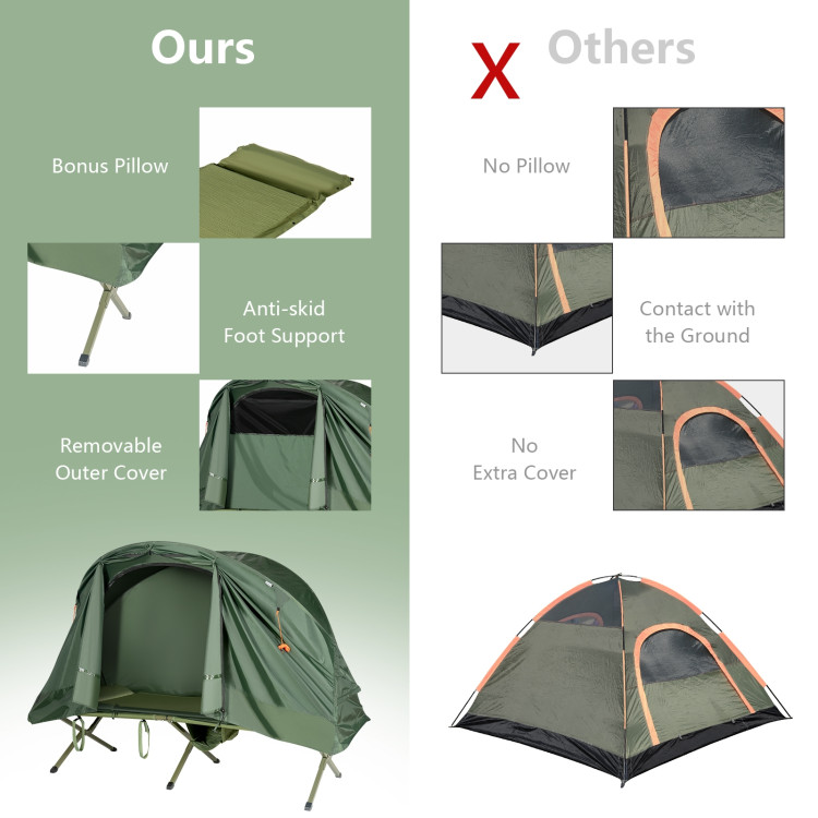 Cot Elevated Compact Tent Set with External Cover-GreenCostway Gallery View 9 of 9