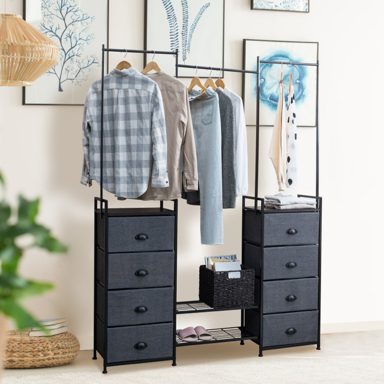 3-in-1 Portable Multifunctional  Dresser with 8 Fabric Drawers and Metal RackCostway Gallery View 18 of 20