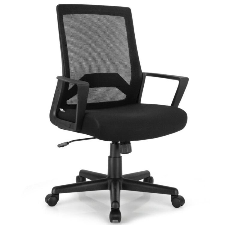 Height Adjustable Mid Back Task Chair Mesh Office Chair with Lumbar SupportCostway Gallery View 1 of 12