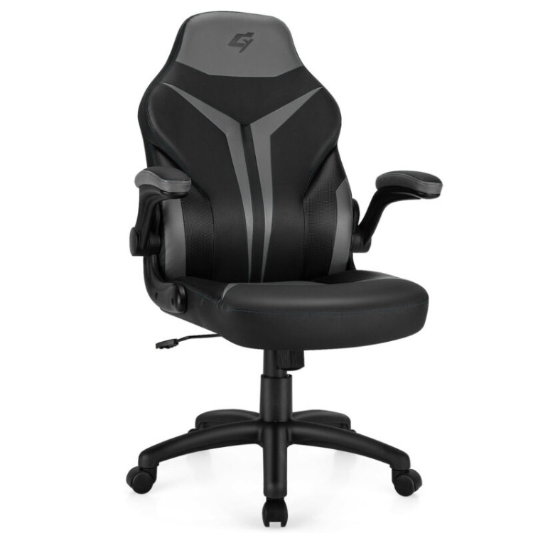 Height Adjustable Swivel High Back Gaming Chair Computer Office Chair-GrayCostway Gallery View 3 of 12