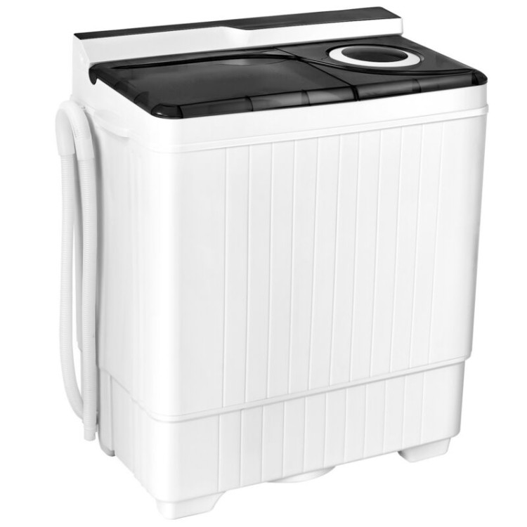 26 Pound Portable Semi-automatic Washing Machine with Built-in Drain Pump-GrayCostway Gallery View 1 of 12