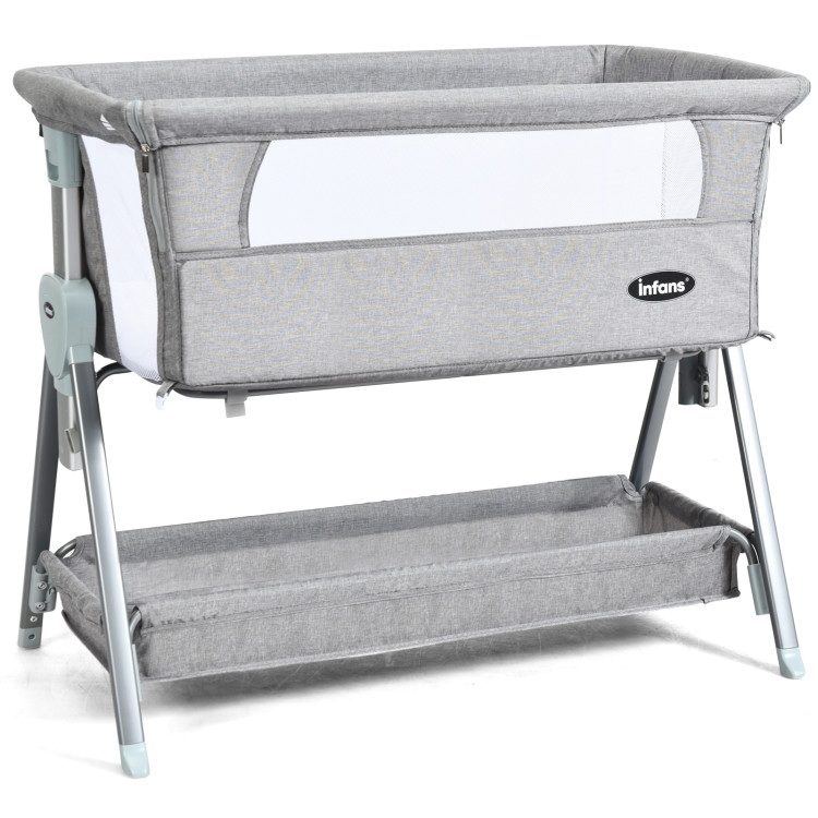 Adjustable Baby Bedside Crib with Large Storage-GrayCostway Gallery View 1 of 9