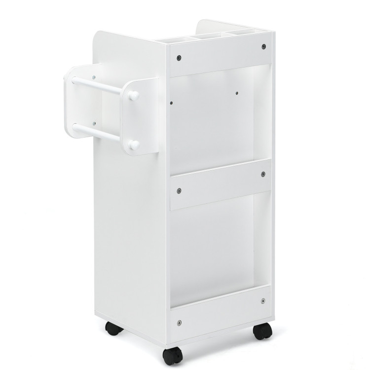 Wooden Utility Rolling Craft Storage Cart with Lockable Casters-WhiteCostway Gallery View 9 of 14