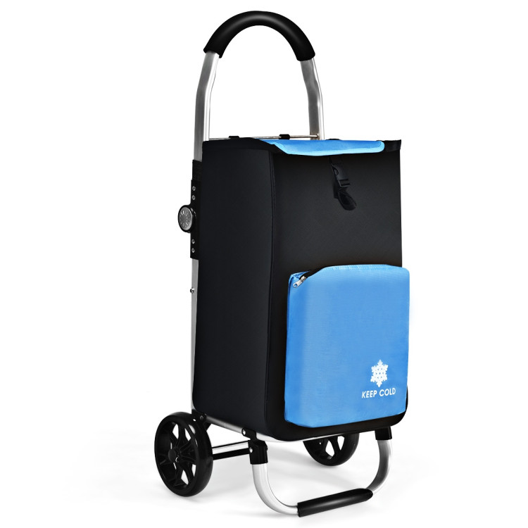 Folding Utility Shopping Trolley with Removable Bag-BlueCostway Gallery View 1 of 14