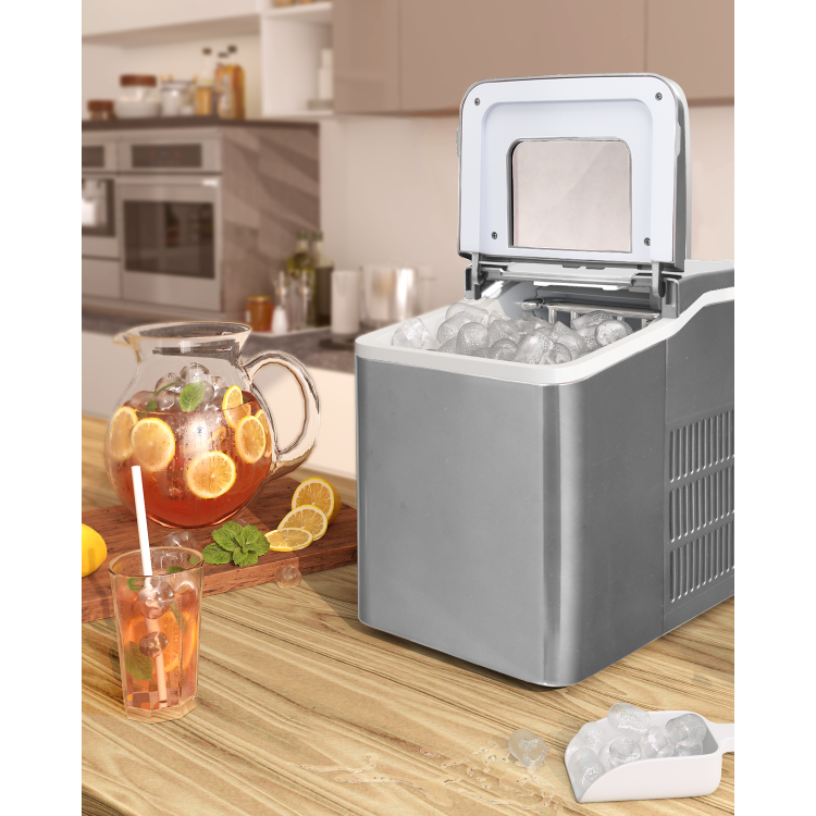 Portable Countertop Ice Maker Machine with Scoop-SilverCostway Gallery View 2 of 9