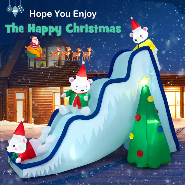 9 Feet Inflatable Polar Bear Slide Scene Decoration with LED LightsCostway Gallery View 3 of 11
