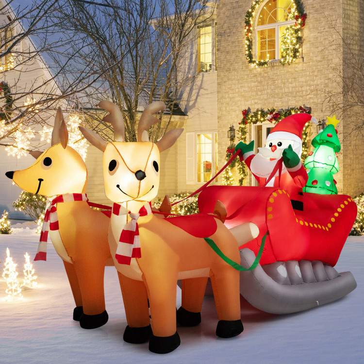 7.2 Feet Long Christmas Inflatable Santa Rides Sled with LED LightsCostway Gallery View 3 of 11