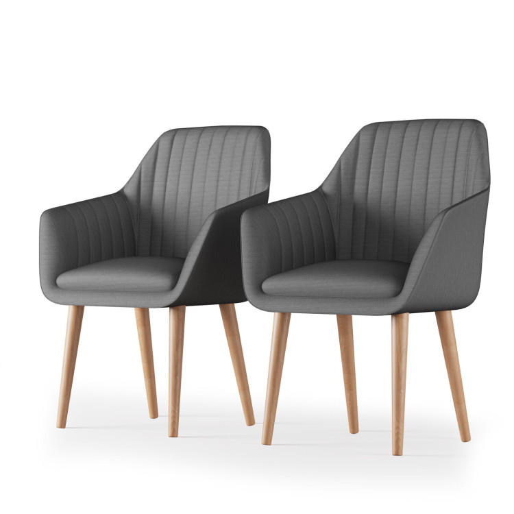 Set of 2 Upholstered Dining Chairs with Soft Padded Cushion-GrayCostway Gallery View 3 of 12