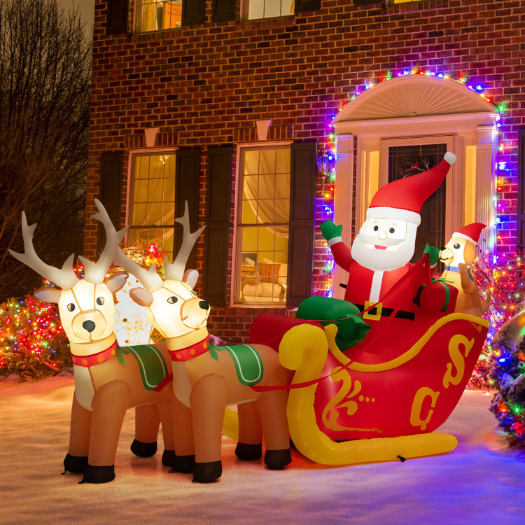 7.2 Feet Long Christmas Inflatable Santa on Sleigh with LED Lights Dog and Gifts YardCostway Gallery View 2 of 11