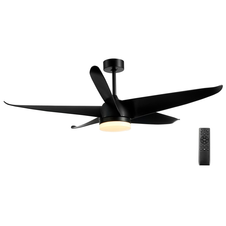 60 Inch Reversible Ceiling Fan with Light-BlackCostway Gallery View 7 of 11