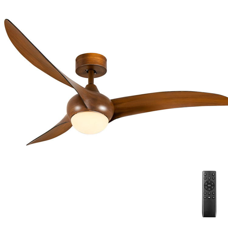 52 Inch Ceiling Fan with Changeable Light Color and 6-Level Adjustable Speed-BrownCostway Gallery View 7 of 11