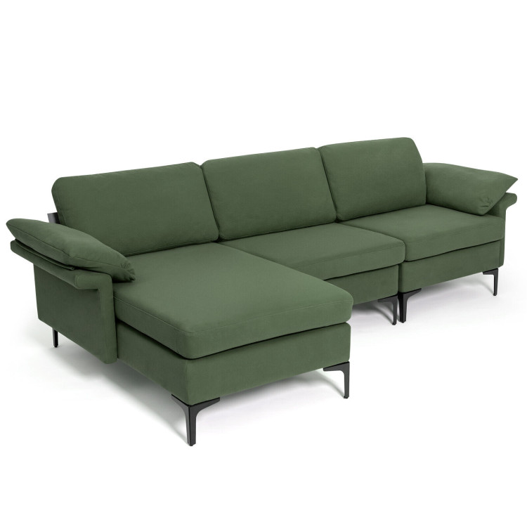 Extra Large Modular L-shaped Sectional Sofa with Reversible Chaise for 4-5 People-Army GreenCostway Gallery View 1 of 11