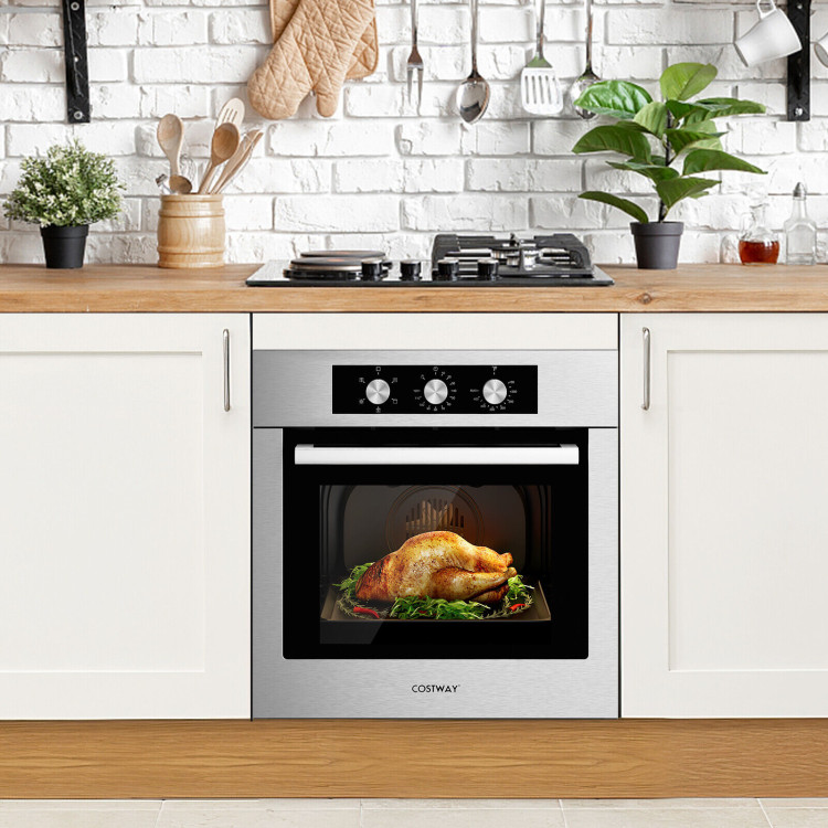 24 Inch Single Wall Oven 2.47Cu.ft with 5 Cooking Modes-SilverCostway Gallery View 7 of 11