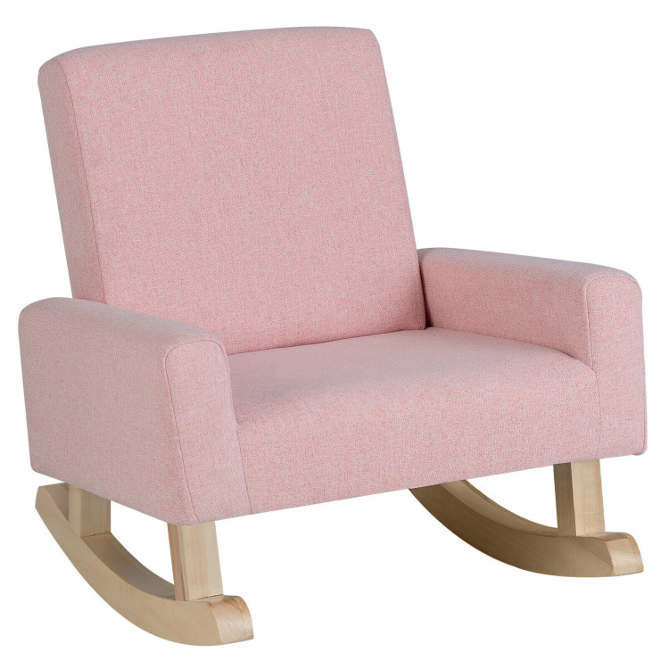 Kids Rocking Chair with Solid Wood Legs-PinkCostway Gallery View 1 of 11