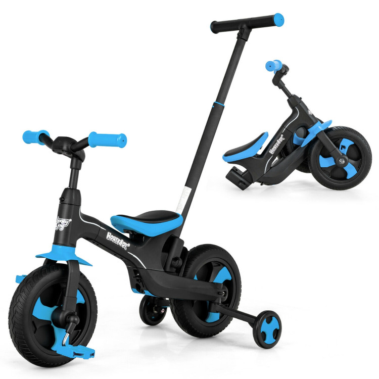 5-in-1 Multifunctional Kids Bike with Detachable Push Handle-BlueCostway Gallery View 4 of 10