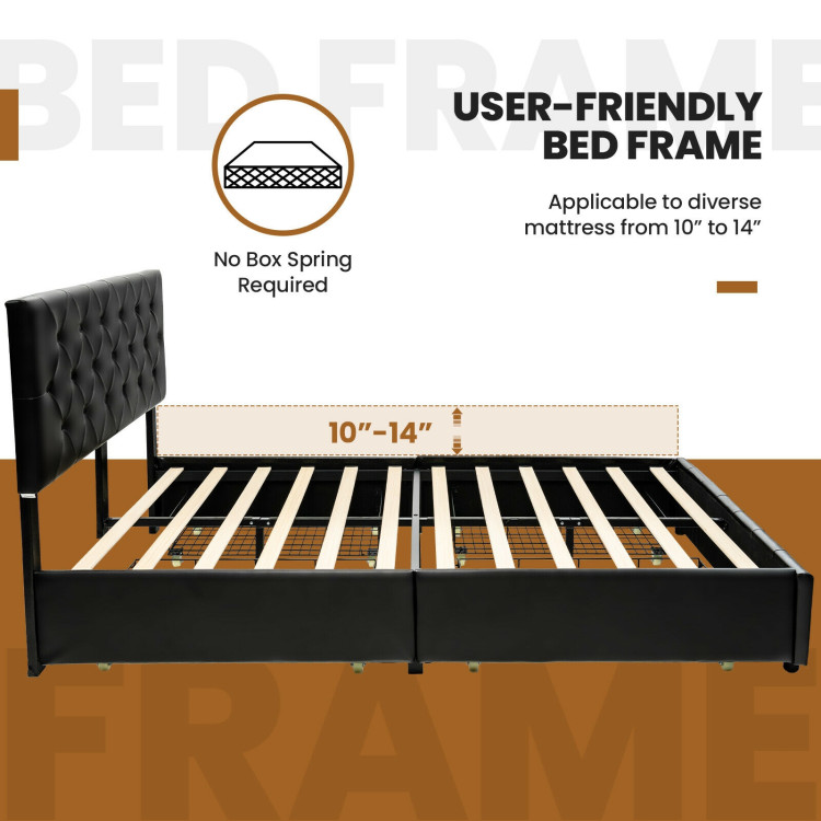 Full/Queen PU Leather Upholstered Platform Bed with 4 Drawers-Full SizeCostway Gallery View 5 of 9