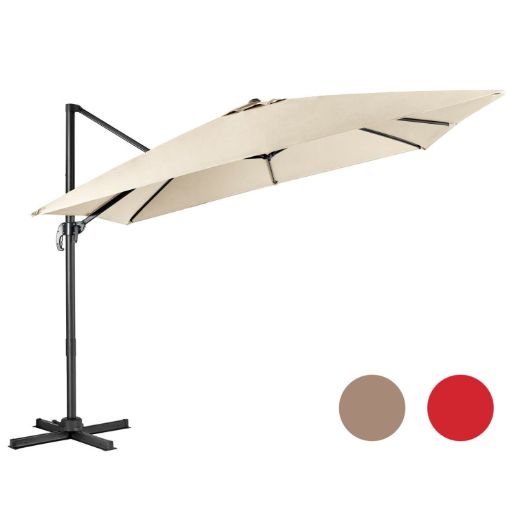 10 x 10 Feet Cantilever Offset Square Patio Umbrella with 3 Tilt Settings-BeigeCostway Gallery View 3 of 11