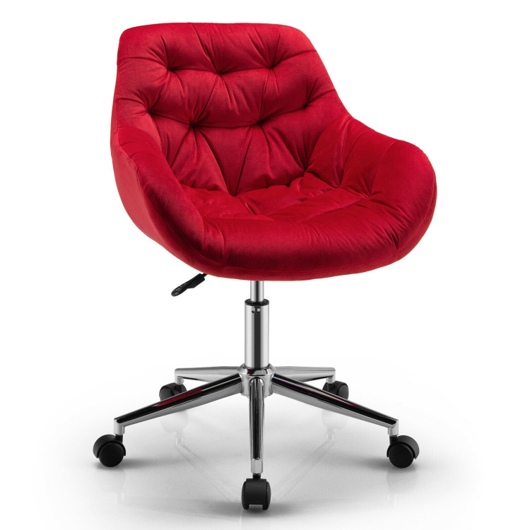 Velvet Leisure Armchair with Rolling Casters-RedCostway Gallery View 1 of 10