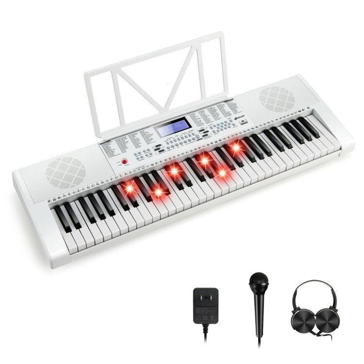 61-Key Electric Piano Keyboard for Beginner-WhiteCostway Gallery View 3 of 11