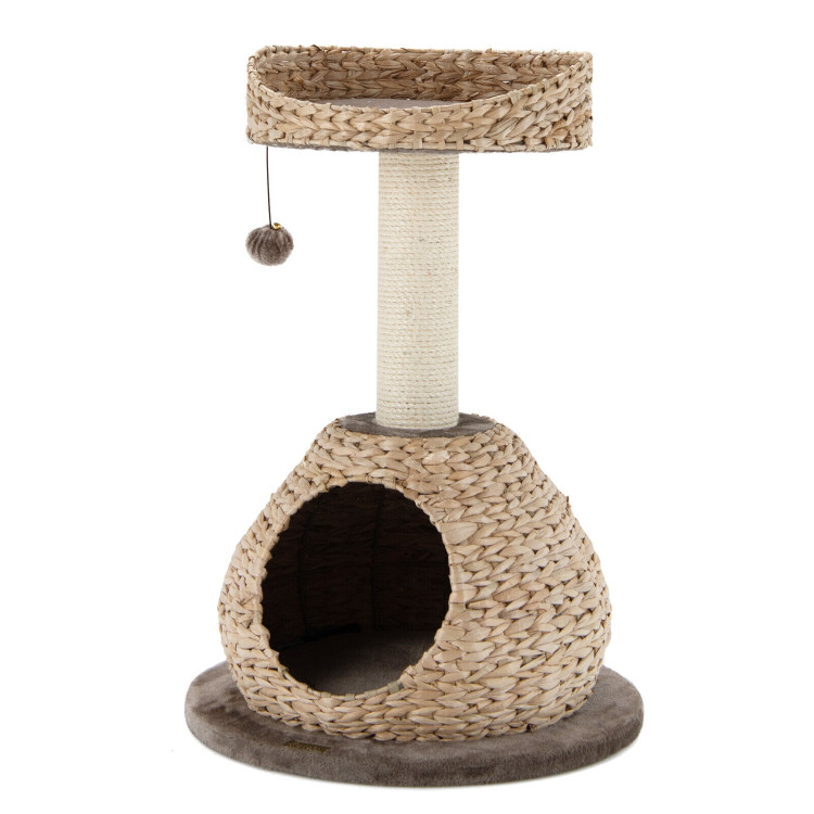 28 Inches Hand-Made Cat Tree Tower with Jump Platform-CoffeeCostway Gallery View 4 of 11