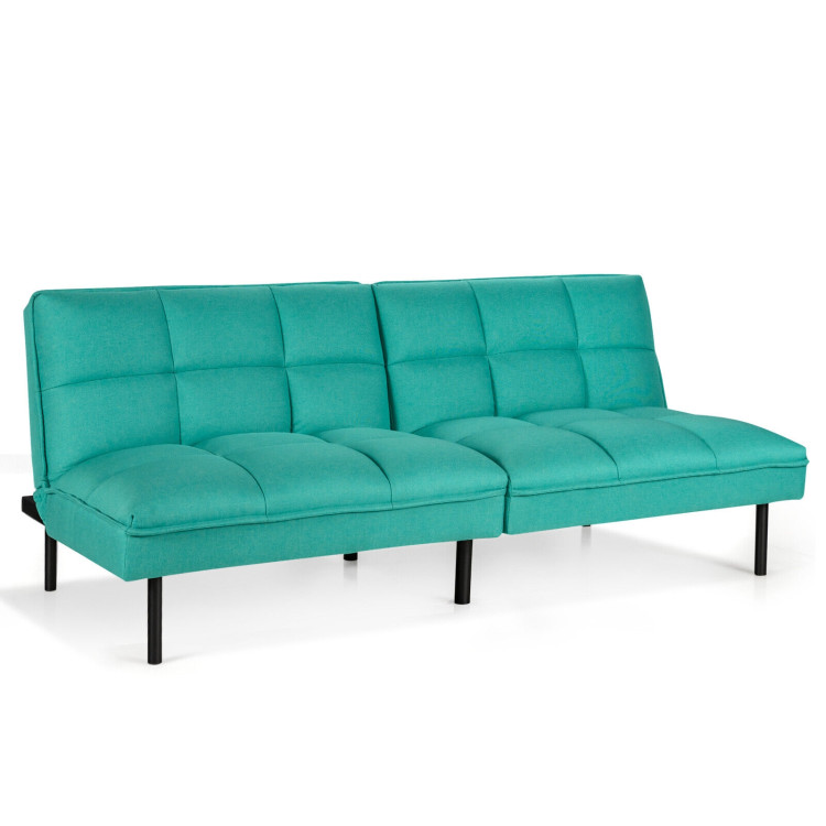 Convertible Fabric Sofa Bed with 3-Level Adjustable Backrest Angle-TurquoiseCostway Gallery View 1 of 11