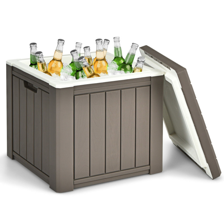 10 4-in-1 Gallon Storage Cooler for Picnic and Outdoor Activities-BrownCostway Gallery View 4 of 9