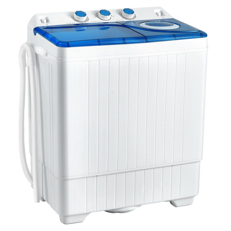 26lbs Portable Semi-Automatic Twin Tub Washing Machine with Drain Pump-BlueCostway Gallery View 1 of 11