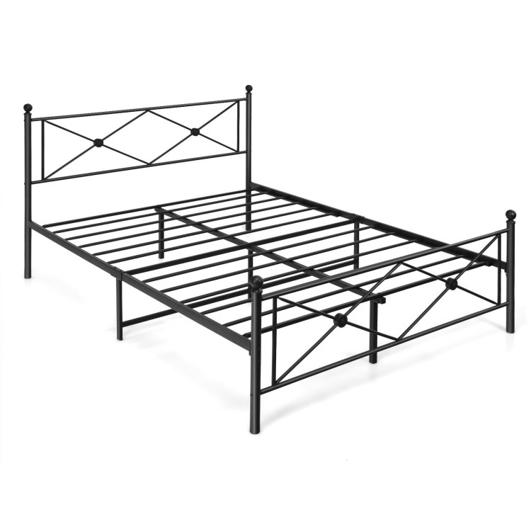 Full/Queen Size Metal Bed Frame Platform with Headboard-Full SizeCostway Gallery View 1 of 11