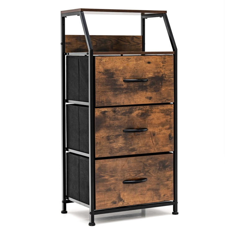 Freestanding Cabinet Dresser with Wooden Top Shelves-MCostway Gallery View 1 of 10