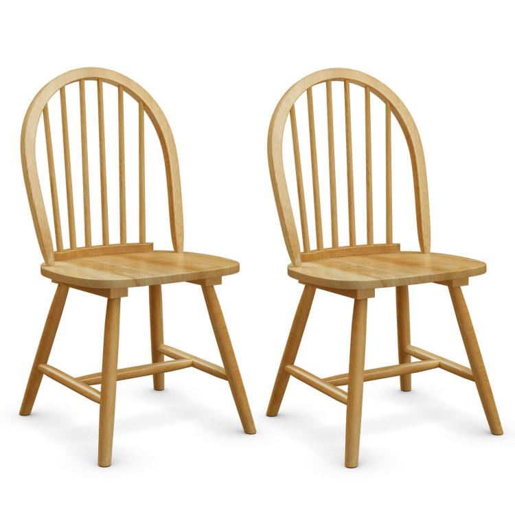 Set of 2 Vintage Windsor Wood Chair with Spindle Back for Dining RoomCostway Gallery View 7 of 9