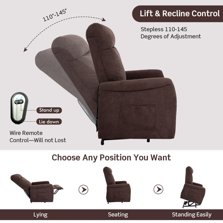 Power Lift Recliner Chair with Remote Control for Elderly-BrownCostway Gallery View 6 of 11