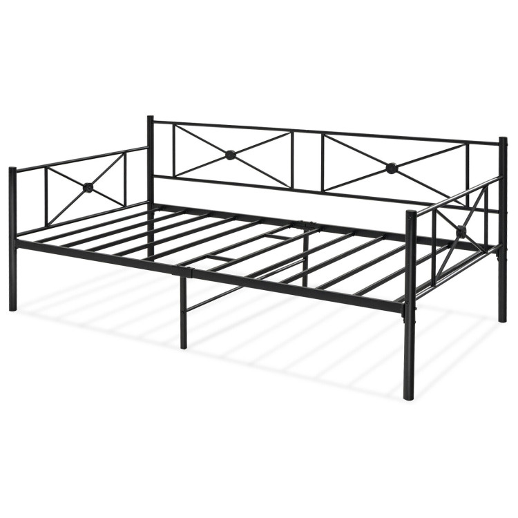 Metal Daybed Frame Twin Size with Slats-BlackCostway Gallery View 4 of 11