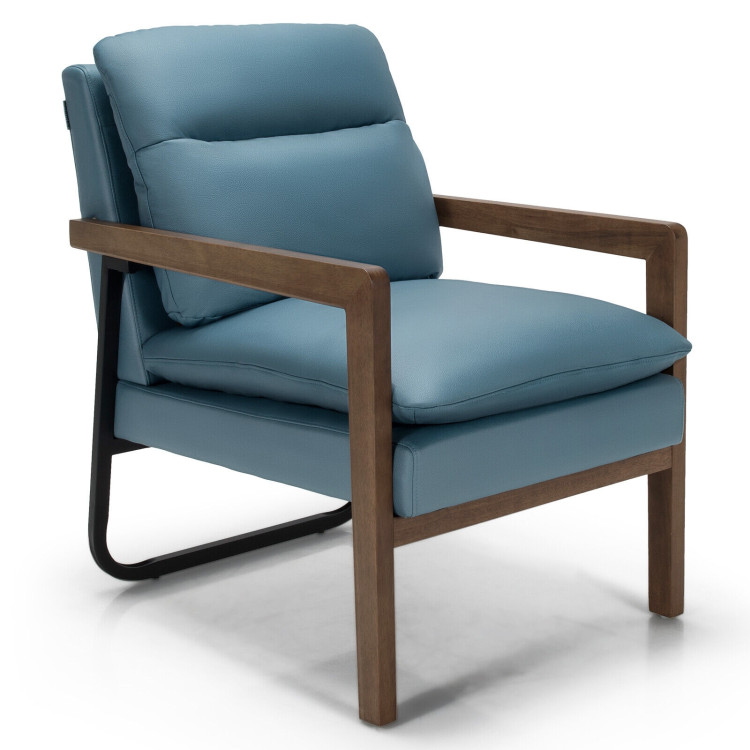 Single Sofa Chair with Extra-Thick Padded Backrest and Seat Cushion-BlueCostway Gallery View 1 of 9