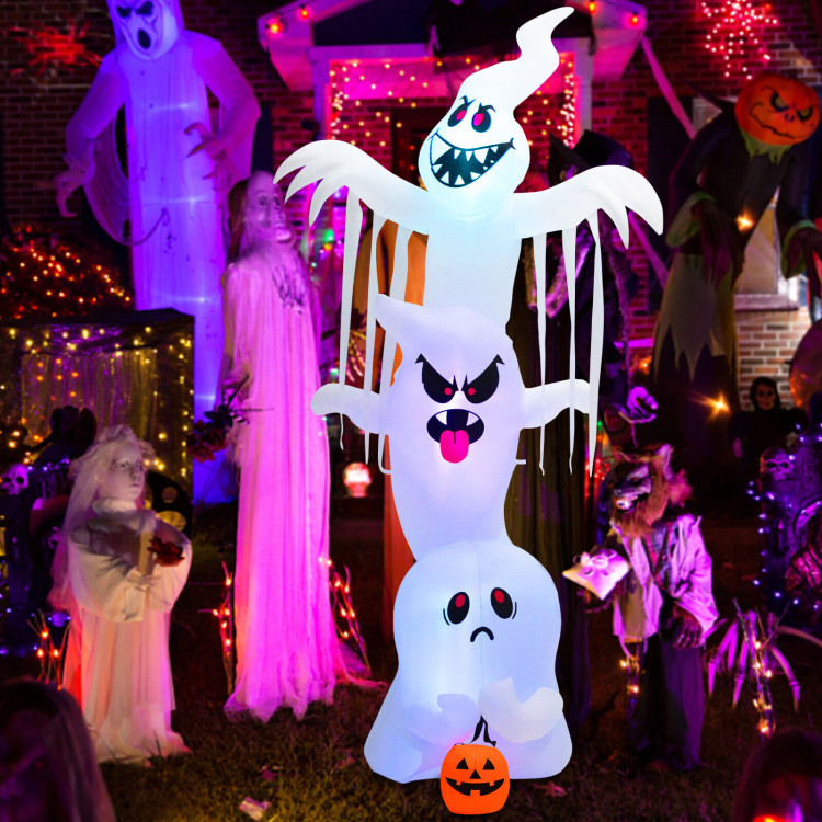 10 Feet Giant Inflatable Halloween Overlap Ghost Decoration with Colorful RGB LightsCostway Gallery View 7 of 12