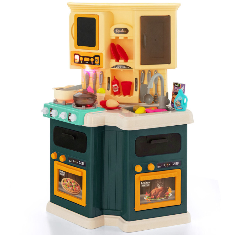 67 Pieces Kid's Kitchen Playset with Vapor and Boil Effects-GreenCostway Gallery View 1 of 10