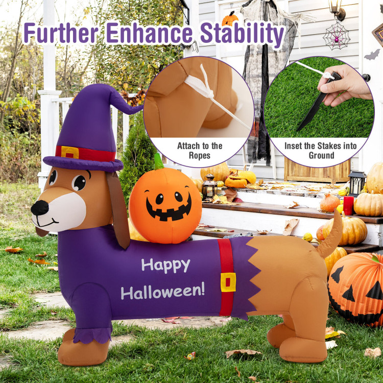 5 Feet Long Halloween Inflatable Dachshund Dog with PumpkinCostway Gallery View 3 of 10