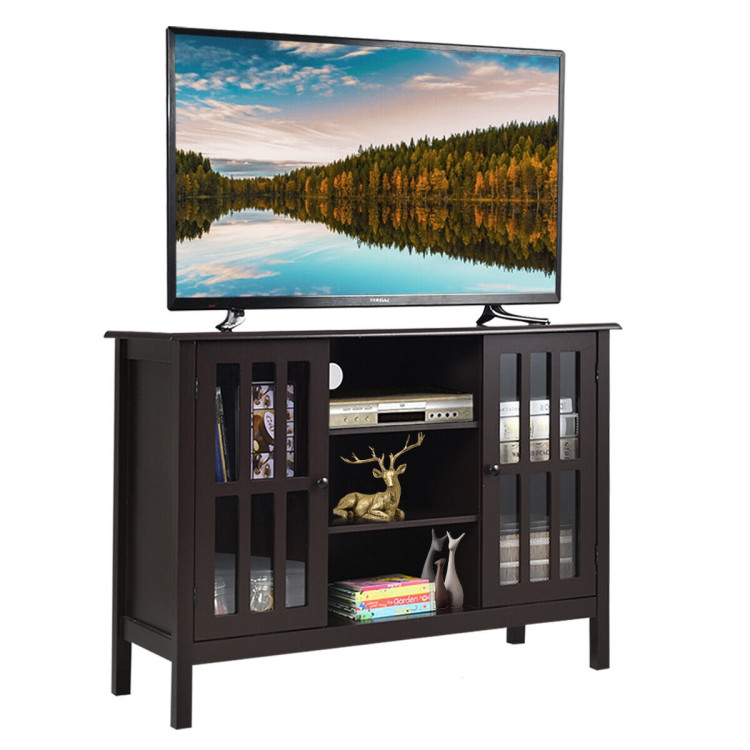 Wooden TV Stand Console Cabinet for 50 Inch TV-BrownCostway Gallery View 3 of 12