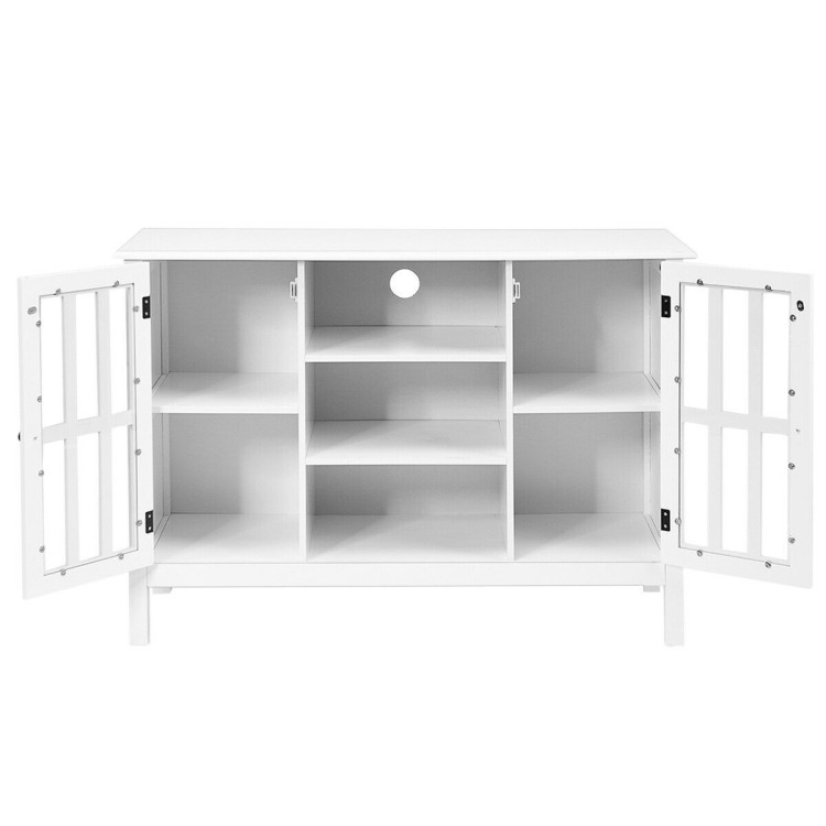 Wooden TV Stand Console Cabinet for 50 Inch TV-WhiteCostway Gallery View 8 of 9