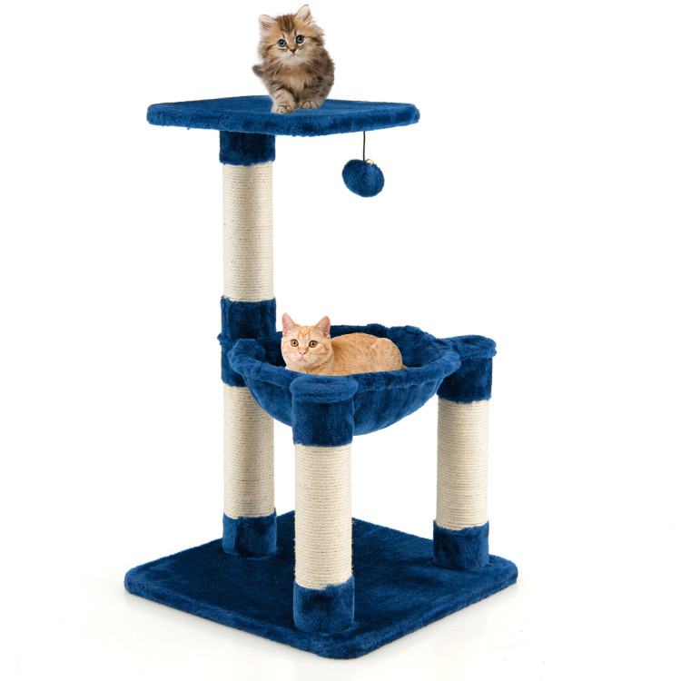 Multi-level Cat Tree with Scratching Posts and Cat Hammock-BlueCostway Gallery View 4 of 10