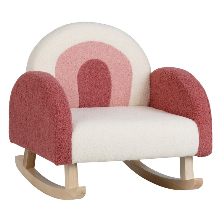 Kids Rocking Chair Children Velvet Upholstered Sofa with Solid Wood Legs-RedCostway Gallery View 1 of 10
