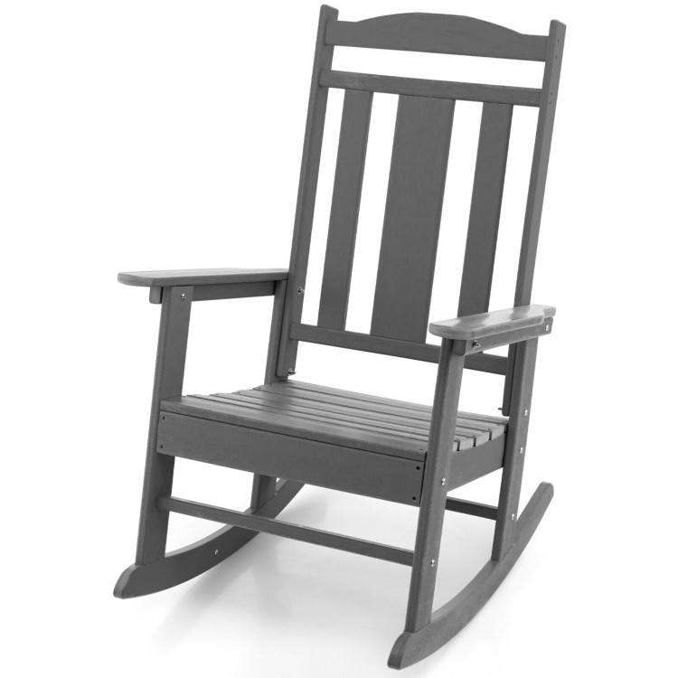 All-Weather HDPE Patio Rocking Chair for Garden-GrayCostway Gallery View 3 of 8