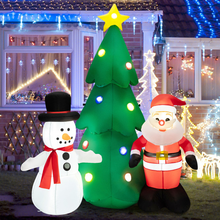 6 Feet Tall Lighted Inflatable Christmas Decoration with Santa Claus and SnowmanCostway Gallery View 2 of 10