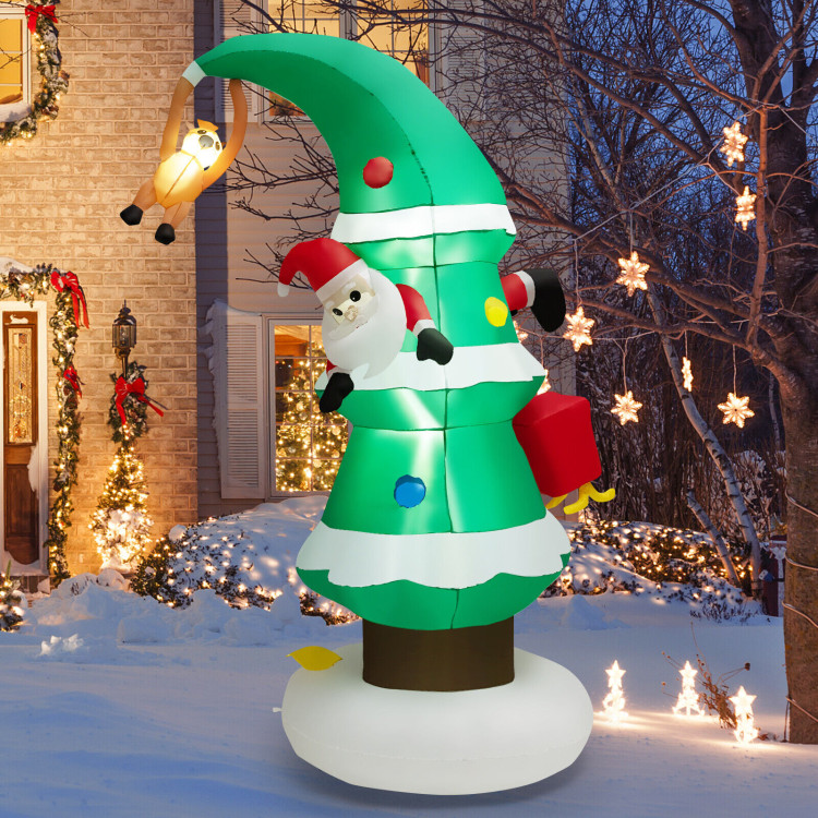 8 Feet Inflatable Christmas Tree with Santa ClausCostway Gallery View 7 of 10