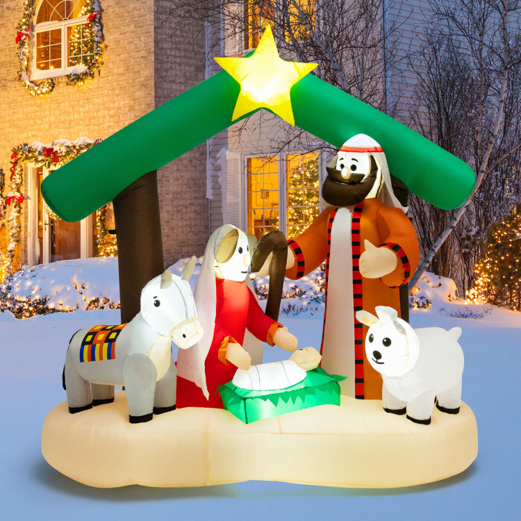 6.7 Feet Christmas Inflatable Nativity Scene with LED LightsCostway Gallery View 8 of 10