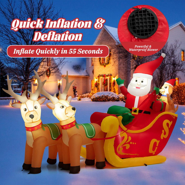 7.2 Feet Long Christmas Inflatable Santa on Sleigh with LED Lights Dog and Gifts YardCostway Gallery View 3 of 11