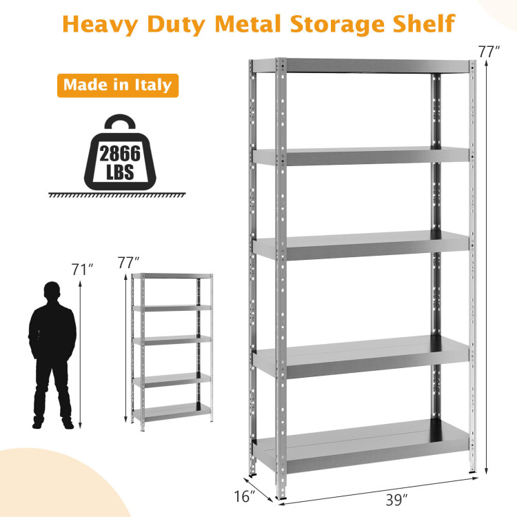 5-tier Metal Adjustable Garage Storage Utility RackCostway Gallery View 4 of 8