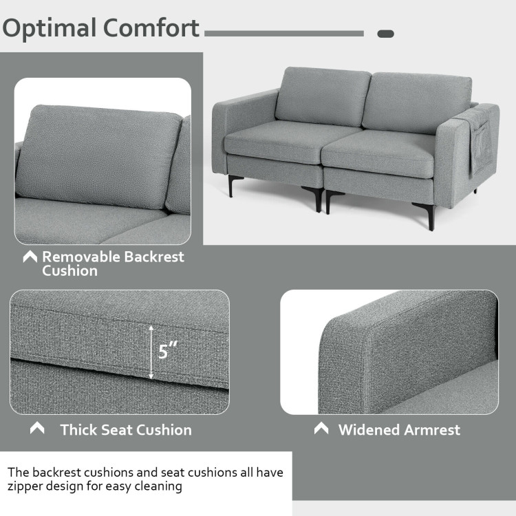 1/2/3/4-Seat Convertible Sectional Sofa with Reversible Ottoman-2-SeatCostway Gallery View 12 of 13